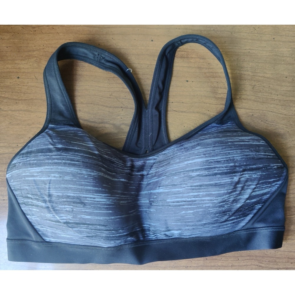 Champion Racerback Sports Bra Black/Gray Back‎ Closure Size Large